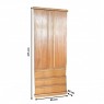 Guarda Roupa Solteiro Madeira 2 Portas de Abrir 0,85m 3 Gavetas Camiseiro