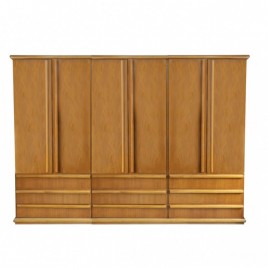 Guarda-Roupa Casal Madeira 6 Portas de Abrir 2,45m 9 Gavetas Camiseiro