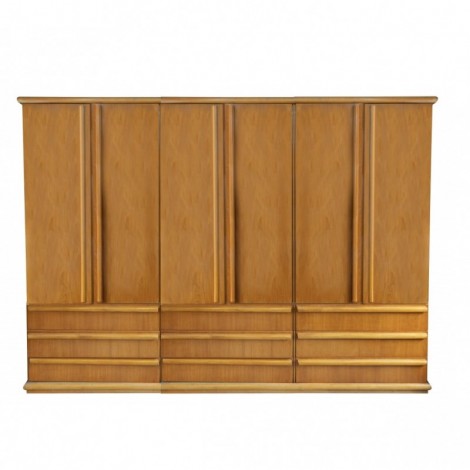 Guarda-Roupa Casal Madeira 6 Portas de Abrir 2,45m 9 Gavetas Camiseiro