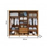 Guarda Roupa Casal Madeira 3 Portas Correr Ripadas Espelho 2,42m Dublin Imbuia