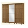 Guarda Roupa Casal Madeira 3 Portas Correr Ripadas Espelho 2,42m Dublin Imbuia