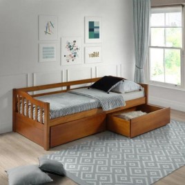 Cama Sofá Infantil Madeira 0,80m Verão com 2 Gavetões Mel