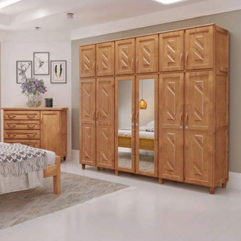 Guarda Roupa Casal Madeira 2,54m Duplex 6 Portas Abrir Grécia Freijó