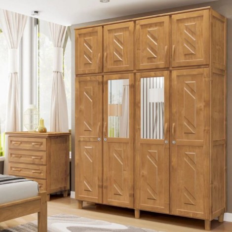 Guarda Roupa Casal Madeira Duplex 4 Portas Abrir Grécia 1,70m Freijó