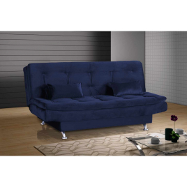 Sofá-Cama 3 Lugares Salomé Veludo Azul