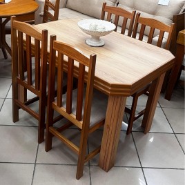 Conjunto de Mesa Viena 1,20m Tampo de Madeira com 4 Cadeiras Viena