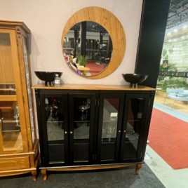 Cristaleira Madeira 4 Portas 1,48m Country Laca Preta