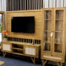 Rack com Painel para TV 65´ Madeira 2 Portas Com Palhinha com Detalhes em Metal 1,73m Nápoles Mel