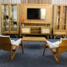 Rack com Painel para TV 65´ Madeira 2 Portas Com Palhinha com Detalhes em Metal 1,73m Nápoles Mel