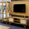 Rack com Painel para TV 65´ Madeira 2 Portas Com Palhinha com Detalhes em Metal 1,73m Nápoles Mel