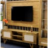 Rack com Painel para TV 65´ Madeira 2 Portas Com Palhinha com Detalhes em Metal 1,73m Nápoles Mel