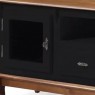 Rack Madeira 2 Portas de Vidro 2 Gavetas 2 Prateleiras Vidro 1,95m Luan Preto/Imbuia