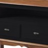 Rack Madeira 2 Portas de Vidro 2 Gavetas 2 Prateleiras Vidro 1,95m Luan Preto/Imbuia