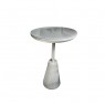Mesa Lateral Madeira Com Vidro Diamantina Off White