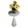 Mesa Lateral Madeira Com Vidro Diamantina Off White
