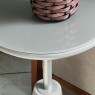 Mesa Lateral Madeira Com Vidro Diamantina Off White