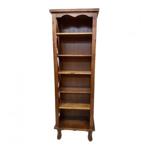 Estante de Livros Alta Madeira Lateral X Camponesa 0,60m Design Arredondado Imbuia Claro