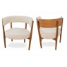Poltrona Decorativa Costas Madeira Aurora Linho Bege Mel
