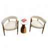 Poltrona Decorativa Costas Madeira Aurora Linho Bege Mel