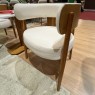 Poltrona Decorativa Costas Madeira Aurora Linho Bege Mel