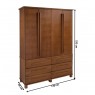Guarda Roupa Madeira 4 portas abrir 6 gavetas 1,70m Safira Imbuia