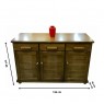 Buffet Milano 3 Portas 3 Gavetas 1,36m Puxador Bolinha/Reto de Madeira Imbuia Clara