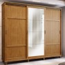 Combo Quarto Casal Dublin + Paris Freijó — Guarda-Roupa 2,42 m 3 Portas de Correr com Espelho + Cama Casal 1,40 m em Madeira