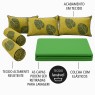 Kit Almofadas Cor Florido Cinza Escuro para Bicama-Sofá
