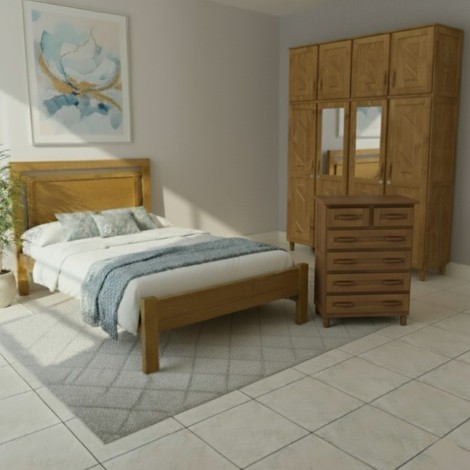 Kit Combo Quarto Grécia Imbuia — Guarda-Roupa Casal 4 Portas 1,70m + Cômoda Sapateira 5 Gavetas +1 Porta 1,23m