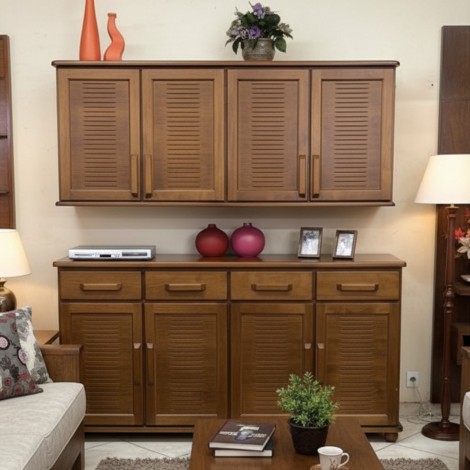 Balcão de Cozinha com Aéreo de Madeira 4 Portas 4 Gavetas Milano 1,80m Balcão de Cozinha com Aéreo de Madeira 4 Portas 4 Gavetas Milano 1,80m