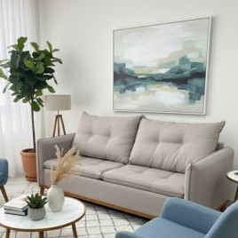 Sofá 3 Lugares Living 2,00m Jade Linho Bege