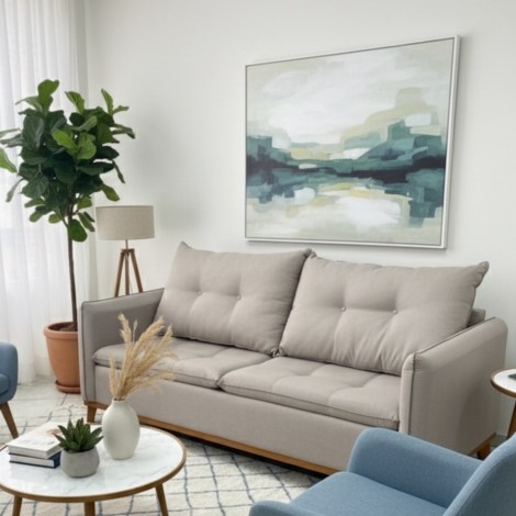 Sofá 3 Lugares Living 2,00m Jade Linho Bege