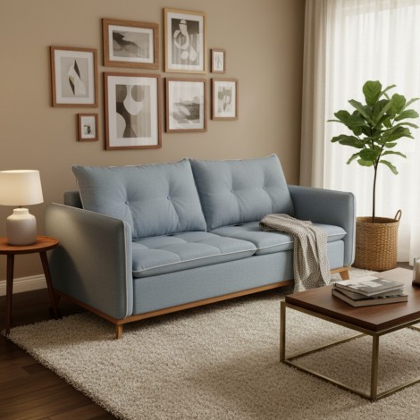 Sofá 3 Lugares Living 2,20m Jade Linho