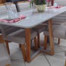 Conjunto de Mesa 1,60x0,80m Vidro Off White Base Cruz com 6 Cadeiras Estofadas Dalas