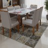 Conjunto de Mesa 1,60x0,80m Vidro Off White Base Cruz com 6 Cadeiras Estofadas Dalas