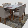 Conjunto de Mesa 1,60x0,80m Vidro Off White Base Cruz com 6 Cadeiras Estofadas Dalas