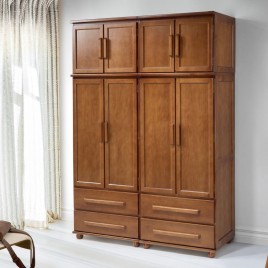 Guarda-Roupa Madeira com Maleiro 4 Portas 4 Gavetas Caribe 0,80m Imbuia Clara