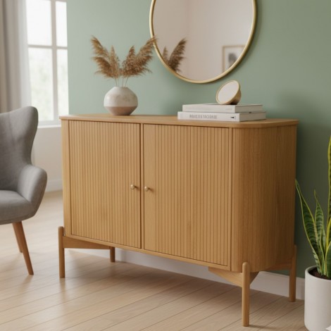 Balcão Madeira 2 Portas Ripadas Arredondadas 1,28m Aurora Mel