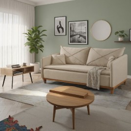 Sofá 3 Lugares Living 1,80m Portugal Linho Bege