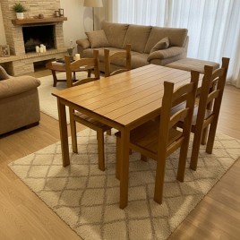 Conjunto de Mesa Madeira Magali 1,00m com 4 Cadeiras Mel