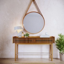 Aparador de Madeira Ripado 2 Gavetas 1,40m Duna Mel