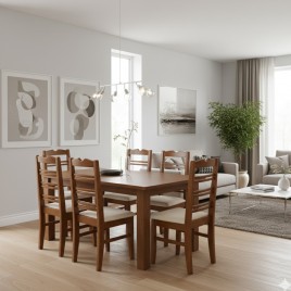 Conjunto de Mesa Madeira Nair 1,50m com 6 Cadeiras Nair