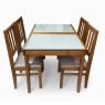 Conjunto de Mesa Guarujá Extensível 1,10-1,70m Vidro Fendi com 4 Cadeiras Mel