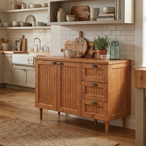 Balcão de Madeira 2 portas 3 Gavetas 1,20m Versalhes Freijó