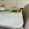 Conjunto de Mesa 1,60x0,90m Elegance Tampo Vidro Off White com 6 Cadeiras Ana Linho Bege