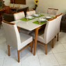 Conjunto de Mesa 1,60x0,90m Elegance Tampo Vidro Off White com 6 Cadeiras Ana Linho Bege