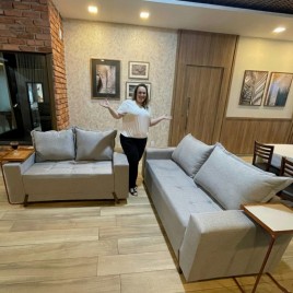 Conjunto de Sofá 3 e 2 Lugares Bonanza Linho