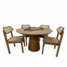 Conjunto de Mesa Redonda Tampo de Madeira 1,20m Cone com 4 Cadeiras Palhinha Instambul Mel
