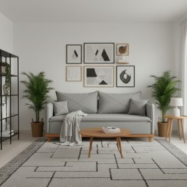 Sofá 3 Lugares Living 1,80m Portugal Linho Cinza