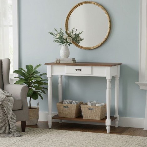 Aparador Madeira 1 Gaveta com Prateleira 0,80m Tornado Luan Branco/Imbuia